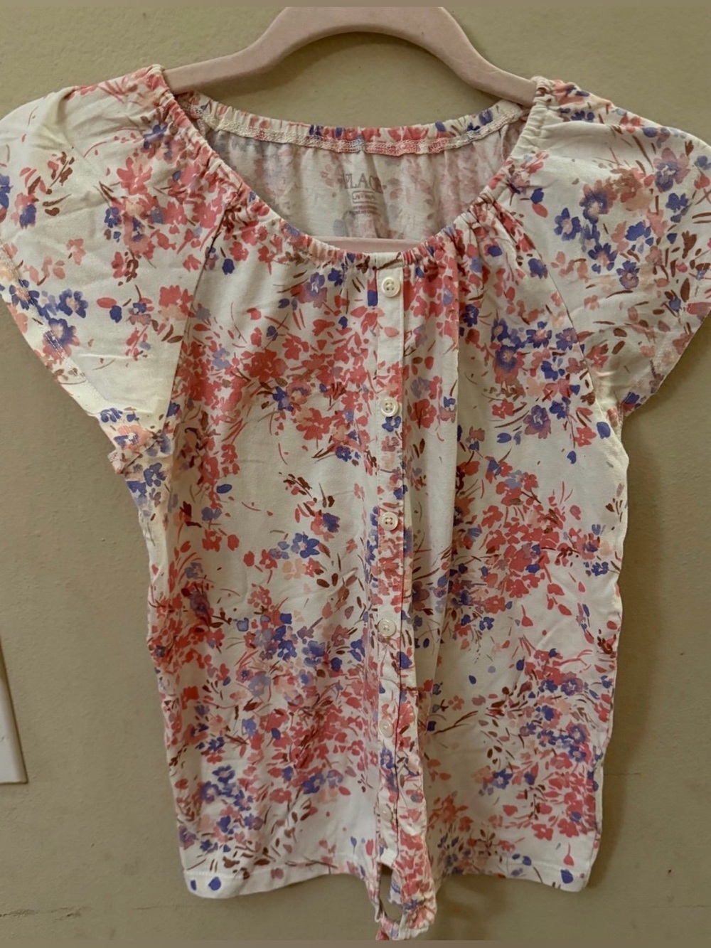 The Children's Place Cream Floral Button-Front Top with Pink & Purple Print